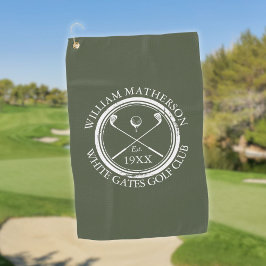 ゴルフクパーソナライズされたラブネームオリーブグリーン ゴルフタオル