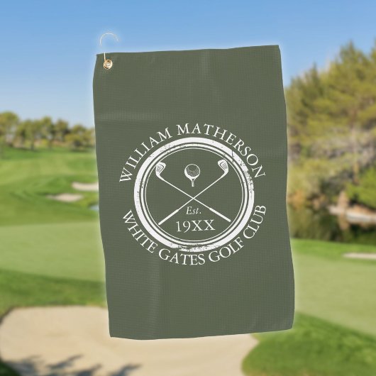 ゴルフクパーソナライズされたラブネームオリーブグリーン ゴルフタオル