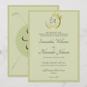 ゴルフクラシックフォーマルモノグラムクレストエレガントな結婚式 招待状 (正面/裏面)