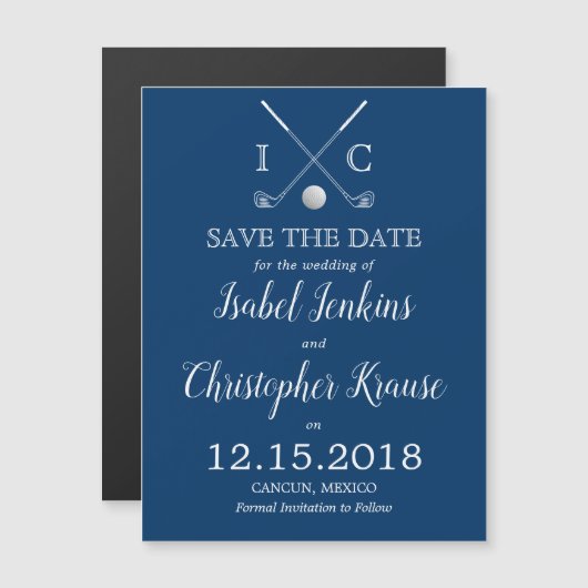 ゴルフクラブが日付の磁石カードを節約 (正面/裏面)