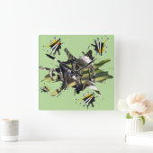 ゴルフクラブとティー抽象芸術アート スクエア壁時計 (ホーム)