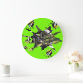 ゴルフクラブとティー抽象芸術アート ラージ壁時計 (ホーム)