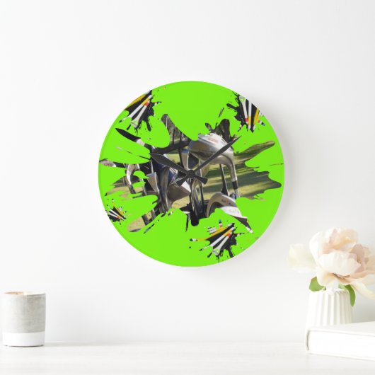 ゴルフクラブとティー抽象芸術アート ラージ壁時計 (ホーム)