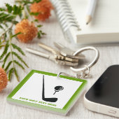 ゴルフクラブとボールブラックグリーンカスタム キーホルダー (正面右)