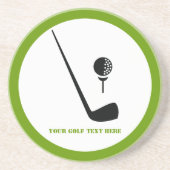 ゴルフクラブとボールブラックグリーンカスタム コースター (正面)