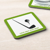 ゴルフクラブとボールブラックグリーンカスタム コースター (左側)