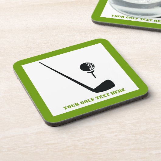 ゴルフクラブとボールブラックグリーンカスタム コースター (左側)