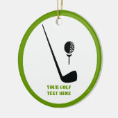 ゴルフクラブとボールブラックグリーンカスタム セラミックオーナメント (左)