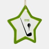 ゴルフクラブとボールブラックグリーンカスタム セラミックオーナメント (右)