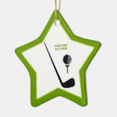 ゴルフクラブとボールブラックグリーンカスタム セラミックオーナメント (左)