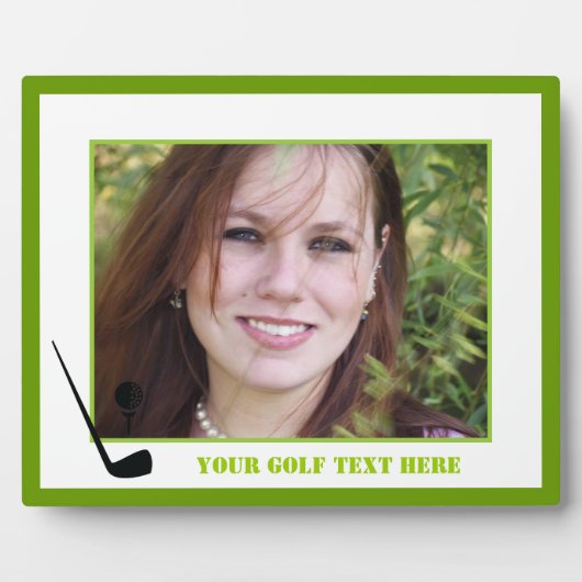 ゴルフクラブとボールブラックグリーンカスタム フォトプラーク (正面)