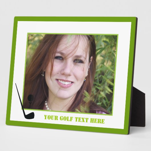 ゴルフクラブとボールブラックグリーンカスタム フォトプラーク (側面)