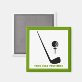 ゴルフクラブとボールブラックグリーンカスタム マグネット (正面/裏面)