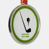 ゴルフクラブとボールブラックグリーンカスタム メタルオーナメント (右)