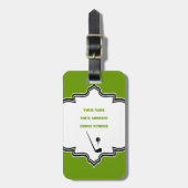 ゴルフクラブとボールブラックグリーンカスタム ラゲッジタグ (正面縦)