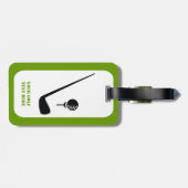 ゴルフクラブとボールブラックグリーンカスタム ラゲッジタグ (裏面横)