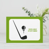 ゴルフクラブとボールブラックグリーンカスタム 招待状 (スタンド正面)