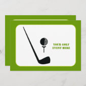 ゴルフクラブとボールブラックグリーンカスタム 招待状 (正面/裏面)