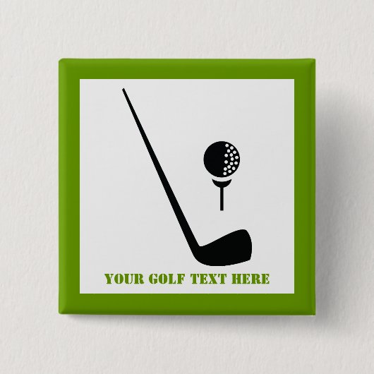 ゴルフクラブとボールブラックグリーンカスタム 缶バッジ (正面)