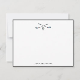 ゴルフクラブとボールブラック縁ど ノートカード