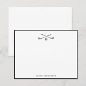 ゴルフクラブとボールブラック縁ど ノートカード (正面/裏面)