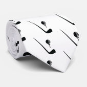 ゴルフクラブとボール黒白カスタム ネクタイ (ロール)