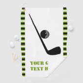 ゴルフクラブとボール黒、緑、白ストライプ色 ゴルフタオル (インサイチュ)