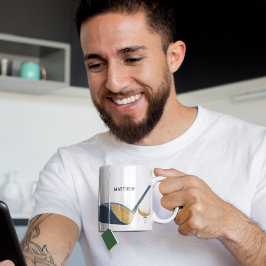 ゴルフクラブとボール パーソナライズされたゴルファーの名前 コーヒーマグカップ