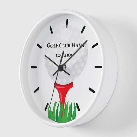 ゴルフクラブの壁掛け時計、10インチの丸い白い木製フレーム 壁時計 (傾斜)