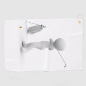 ゴルフクラブを振る白い漫画のキャラ最高のラ ゴルフタオル (横)