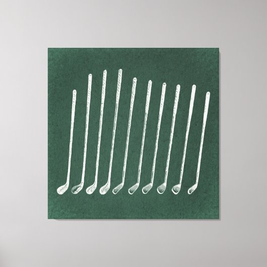 ゴルフクラブアンティークゴルフアートヴィンテージグリーンスタイル キャンバスプリント (正面)