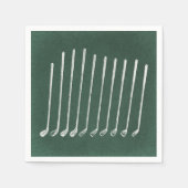 ゴルフクラブアンティークゴルフアートヴィンテージグリーンスタイル スタンダードカクテルナプキン (正面)