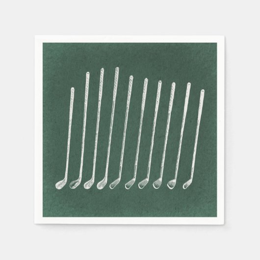 ゴルフクラブアンティークゴルフアートヴィンテージグリーンスタイル スタンダードカクテルナプキン (正面)