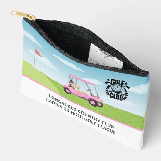 ゴルフクラブウィメンズリーグピンクカートのロゴ アクセサリーポーチ (見開き)