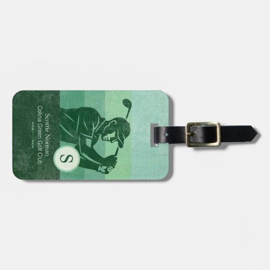 ゴルフクラブグリーン付きゴルファーエレガントー ラゲッジタグ (正面横)