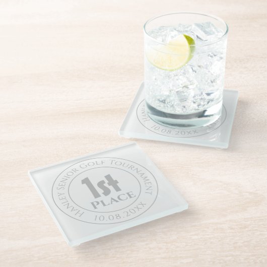 ゴルフクラブコンペティション第1回賞金賞受賞 ガラスコースター (アングル)
