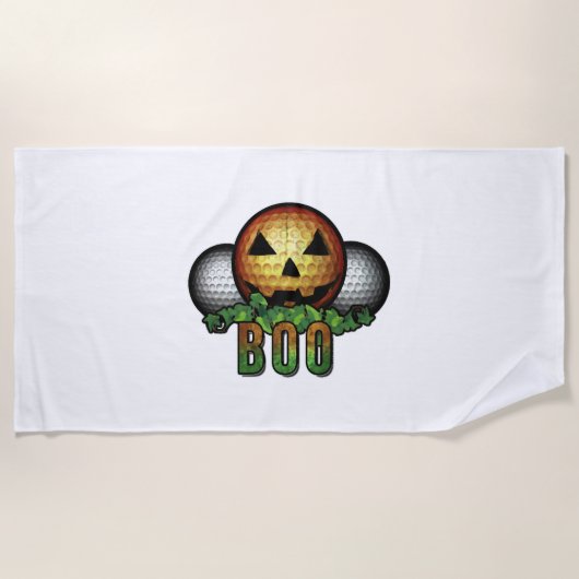 ゴルフクラブコースハロウィンゴルファー退職祝い ビーチタオル (正面)