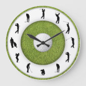 ゴルフクラブゴルファー姿グラスデザイン時計 ラージ壁時計 (正面)