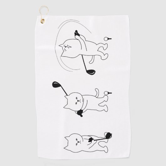 ゴルフクラブゴルフタ最高のウォール付き猫 ゴルフタオル (正面)