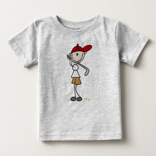 ゴルフクラブシャツを振る少年 ベビーTシャツ (正面)