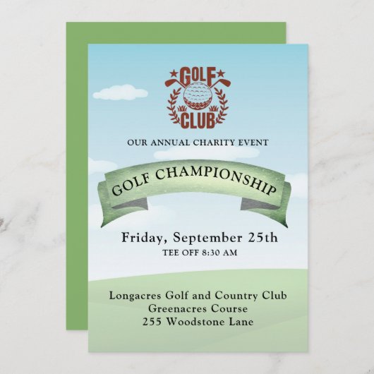 ゴルフクラブチャリティートーナメントロゴ写真 招待状 (正面/裏面)