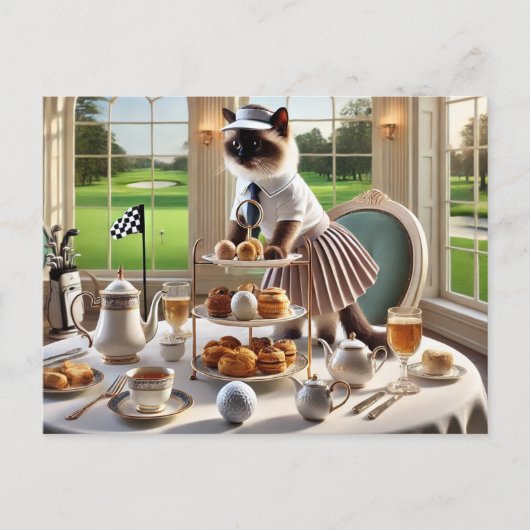 ゴルフクラブハウスパーティー用猫好き ポストカード (正面)