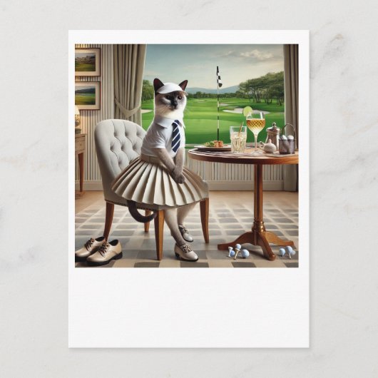 ゴルフクラブハウスパーティー用猫好き ポストカード (正面)