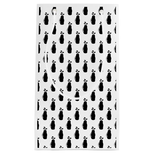 ゴルフクラブバッグシルエットモダンスポーツおもしろい スモールペーパーバッグ (正面)