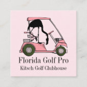 ゴルフクラブパステルピンクフラミンゴカスタム スクエア名刺 (正面)