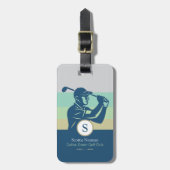 ゴルフクラブブルーのゴルファーエレガントー ラゲッジタグ (正面縦)