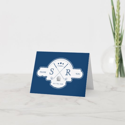 ゴルフクラブモノグラムイニシャルサンキューカード サンキューカード (正面)