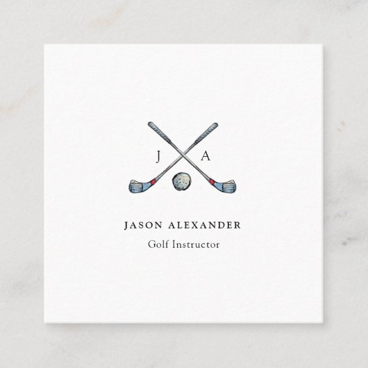 ゴルフクラブモノグラムゴルフインストラクターゴルフプロ スクエア名刺 (正面)