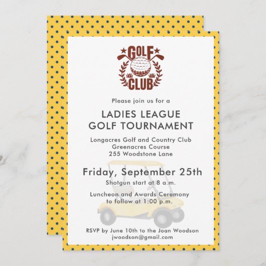 ゴルフクラブレディースリーグトーナメントロゴ 招待状 (正面/裏面)