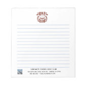 ゴルフクラブロゴとQRコードが並ぶ ノートパッド (正面)